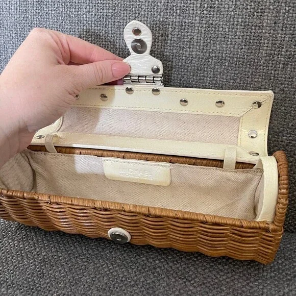 Small Vtg Michael Kors Rattan Wicker Clutch - Picture 4 of 12